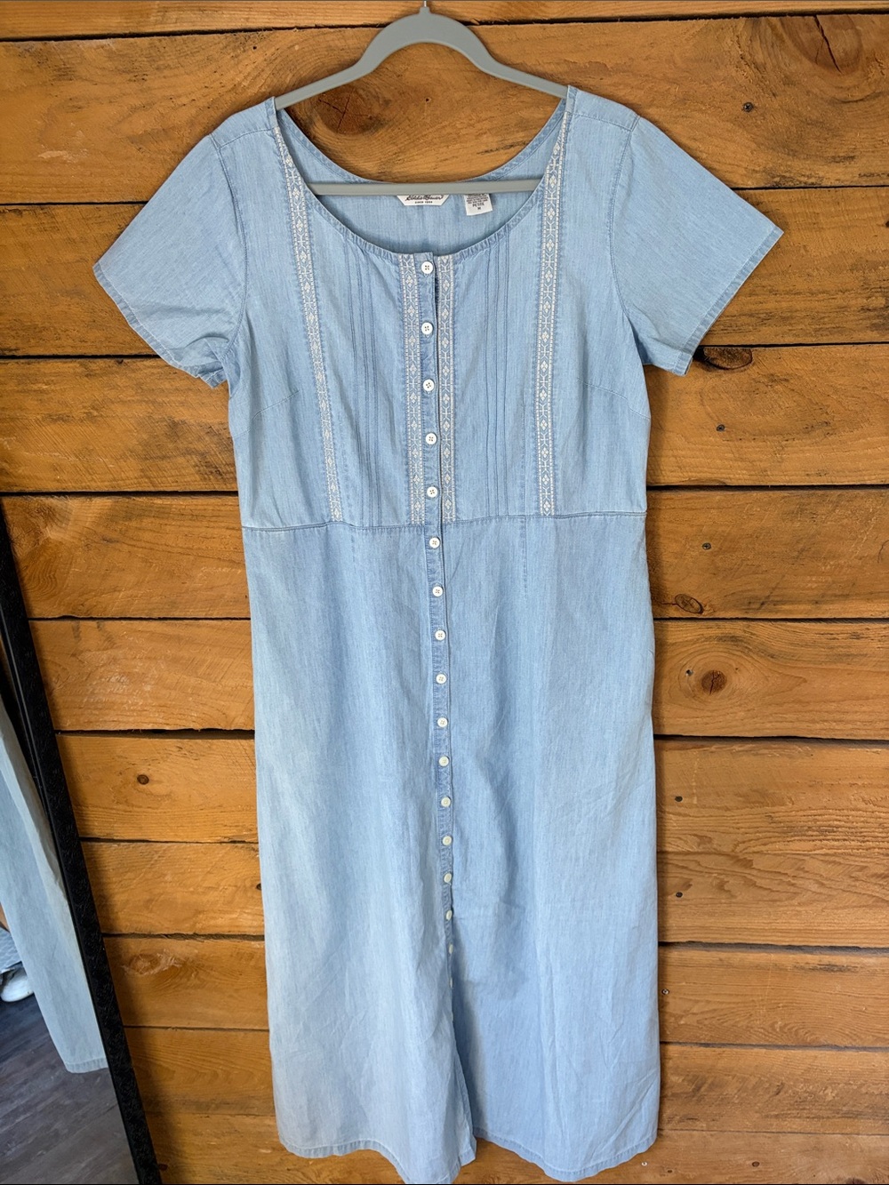 Eddie Bauer Light Blue Button-Down Midi Dress